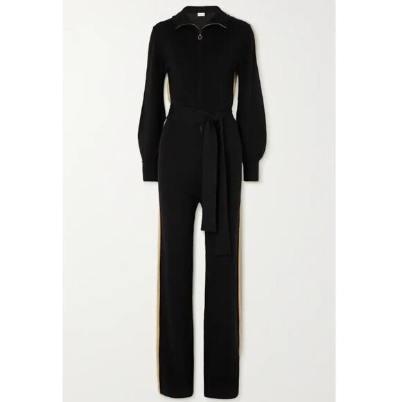 WE NORWEGIANS Gelio Belted Merino Wool And Lurex Jumpsuit Black - XS - Picture 2 of 4